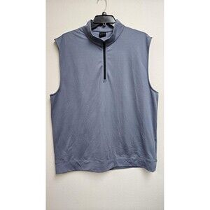 Dunning Golf Vest Mens 2XL Blue Half Zip Sleeveless Mock Neck Performance Knit